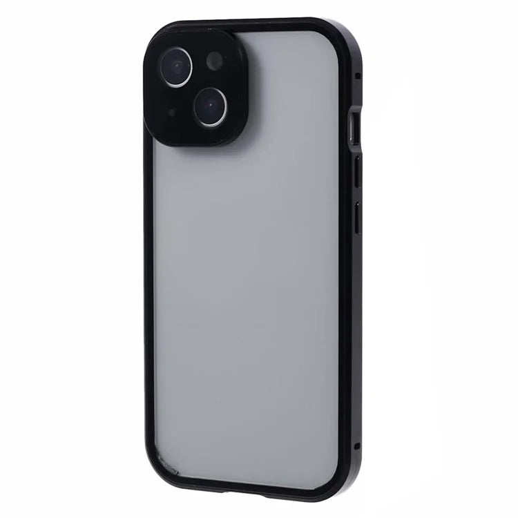 For iPhone 14 Plus Double-Sided Tempered Glass Phone Case with Magnetic Adsorption Metal Frame