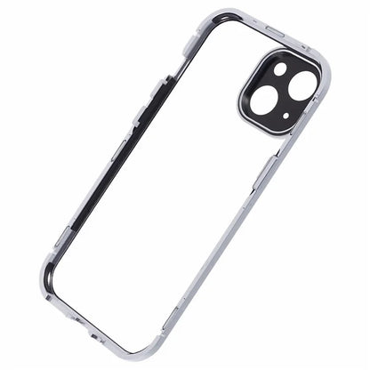 For iPhone 14 Plus Double-Sided Tempered Glass Phone Case with Magnetic Adsorption Metal Frame