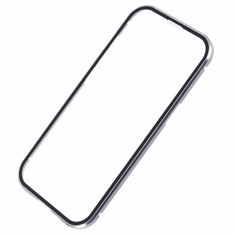 For iPhone 14 Plus Double-Sided Tempered Glass Phone Case with Magnetic Adsorption Metal Frame