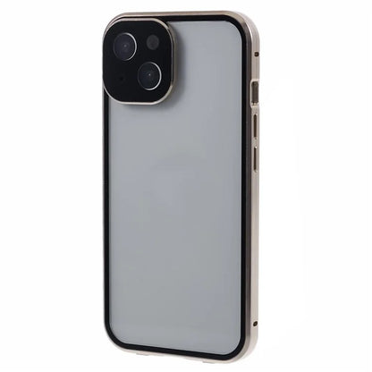 For iPhone 14 Plus Double-Sided Tempered Glass Phone Case with Magnetic Adsorption Metal Frame
