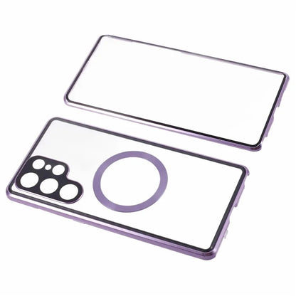 For Samsung Galaxy S22 Ultra 5G Double Sided Clear Case Tempered Glass Phone Cover Magnetic Adsorption