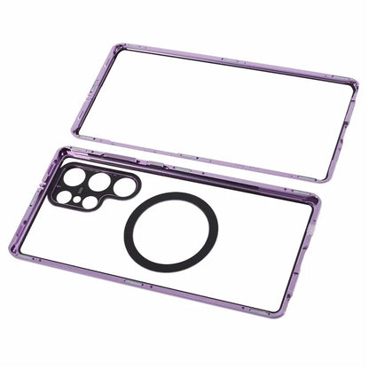 For Samsung Galaxy S22 Ultra 5G Double Sided Clear Case Tempered Glass Phone Cover Magnetic Adsorption