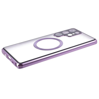 For Samsung Galaxy S22 Ultra 5G Double Sided Clear Case Tempered Glass Phone Cover Magnetic Adsorption