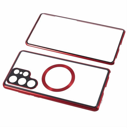 For Samsung Galaxy S22 Ultra 5G Double Sided Clear Case Tempered Glass Phone Cover Magnetic Adsorption