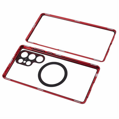 For Samsung Galaxy S22 Ultra 5G Double Sided Clear Case Tempered Glass Phone Cover Magnetic Adsorption