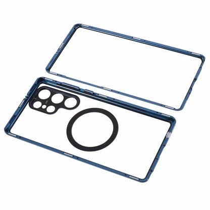 For Samsung Galaxy S22 Ultra 5G Double Sided Clear Case Tempered Glass Phone Cover Magnetic Adsorption