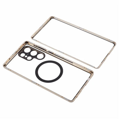 For Samsung Galaxy S22 Ultra 5G Double Sided Clear Case Tempered Glass Phone Cover Magnetic Adsorption