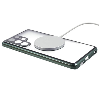 For Samsung Galaxy S22 Ultra 5G Double Sided Clear Case Tempered Glass Phone Cover Magnetic Adsorption