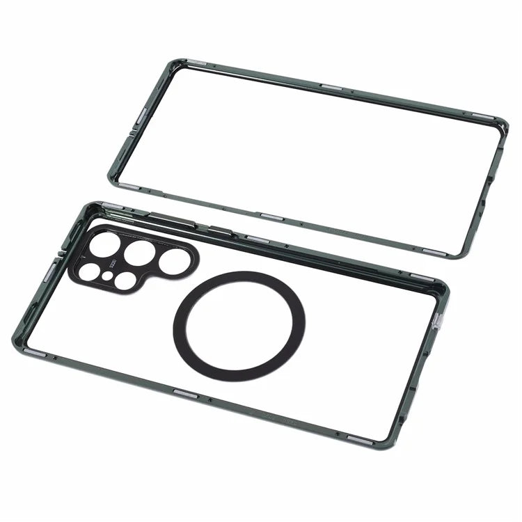 For Samsung Galaxy S22 Ultra 5G Double Sided Clear Case Tempered Glass Phone Cover Magnetic Adsorption