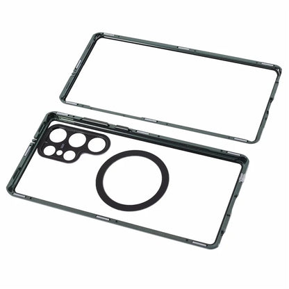 For Samsung Galaxy S22 Ultra 5G Double Sided Clear Case Tempered Glass Phone Cover Magnetic Adsorption