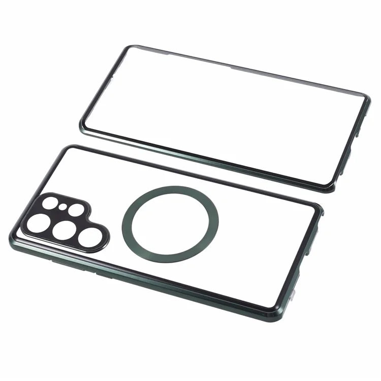 For Samsung Galaxy S22 Ultra 5G Double Sided Clear Case Tempered Glass Phone Cover Magnetic Adsorption