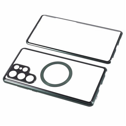 For Samsung Galaxy S22 Ultra 5G Double Sided Clear Case Tempered Glass Phone Cover Magnetic Adsorption