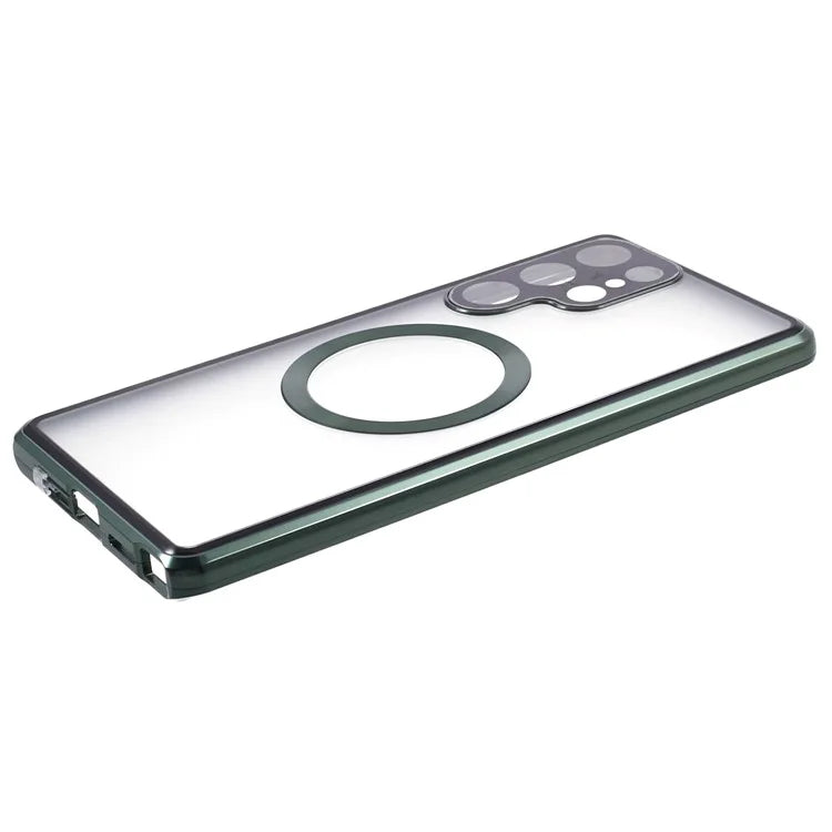 For Samsung Galaxy S22 Ultra 5G Double Sided Clear Case Tempered Glass Phone Cover Magnetic Adsorption