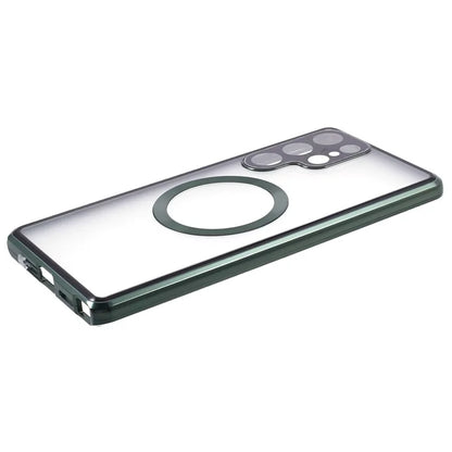 For Samsung Galaxy S22 Ultra 5G Double Sided Clear Case Tempered Glass Phone Cover Magnetic Adsorption