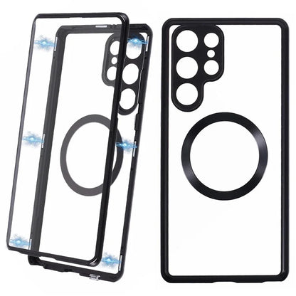 For Samsung Galaxy S22 Ultra 5G Double Sided Clear Case Tempered Glass Phone Cover Magnetic Adsorption