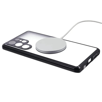 For Samsung Galaxy S22 Ultra 5G Double Sided Clear Case Tempered Glass Phone Cover Magnetic Adsorption