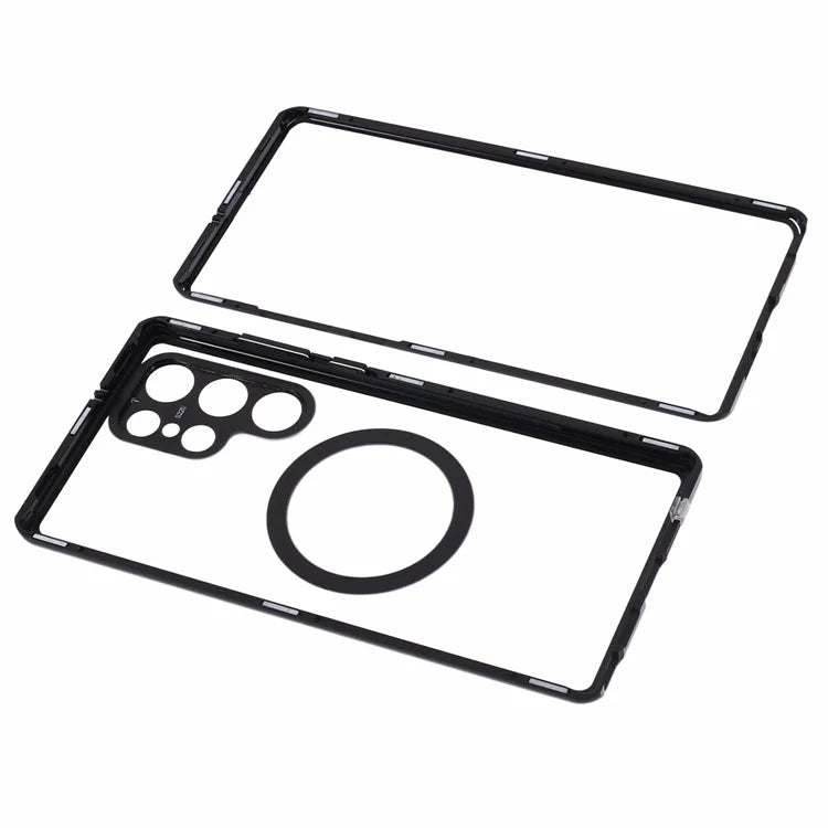 For Samsung Galaxy S22 Ultra 5G Double Sided Clear Case Tempered Glass Phone Cover Magnetic Adsorption