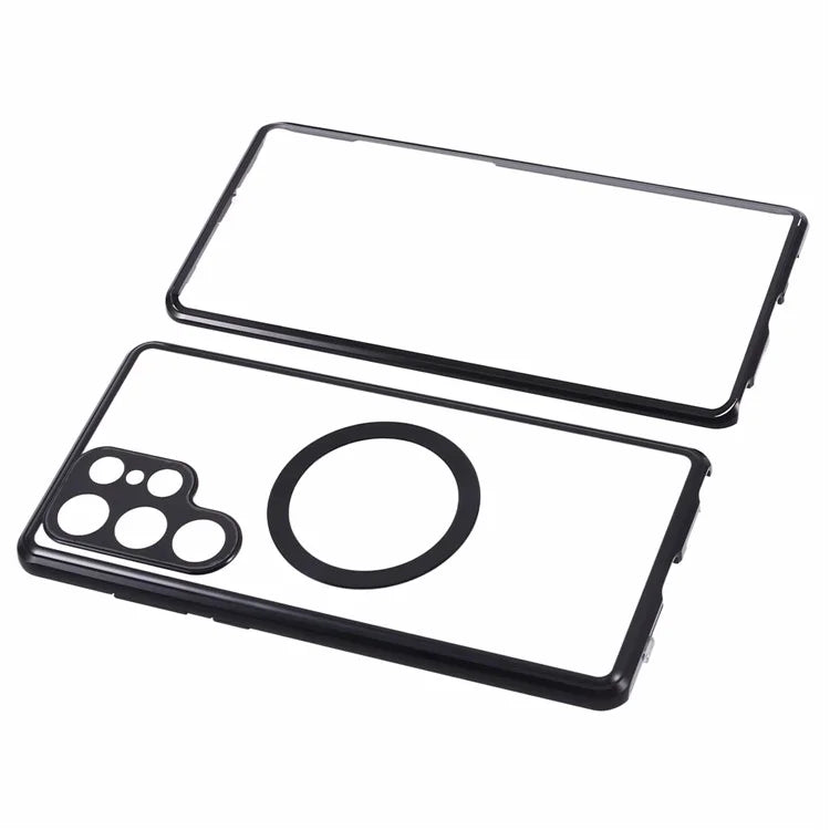 For Samsung Galaxy S22 Ultra 5G Double Sided Clear Case Tempered Glass Phone Cover Magnetic Adsorption