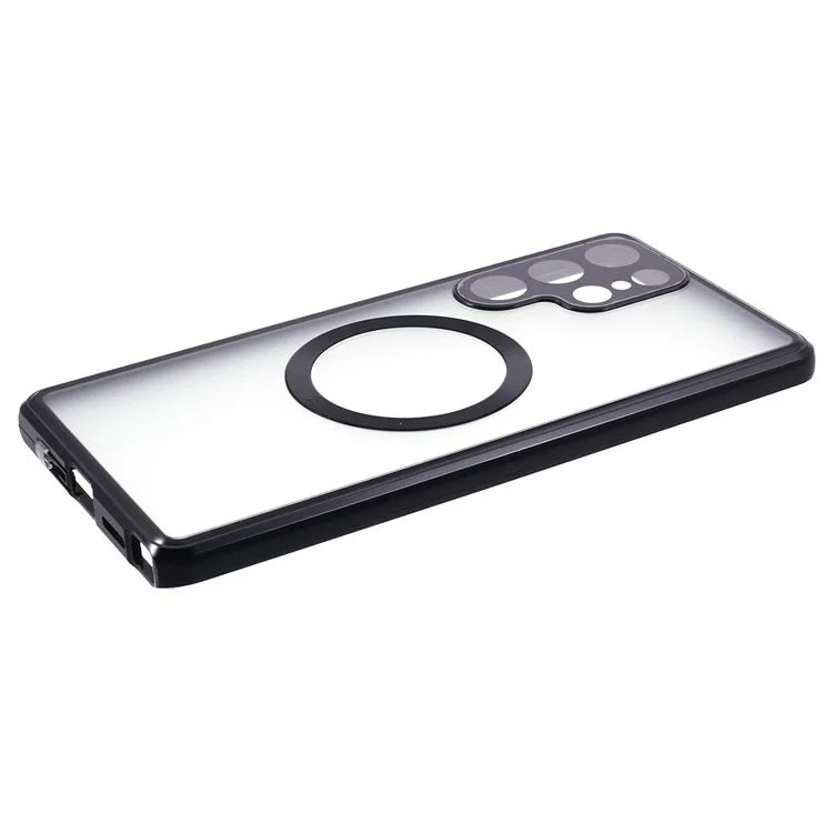 For Samsung Galaxy S22 Ultra 5G Double Sided Clear Case Tempered Glass Phone Cover Magnetic Adsorption