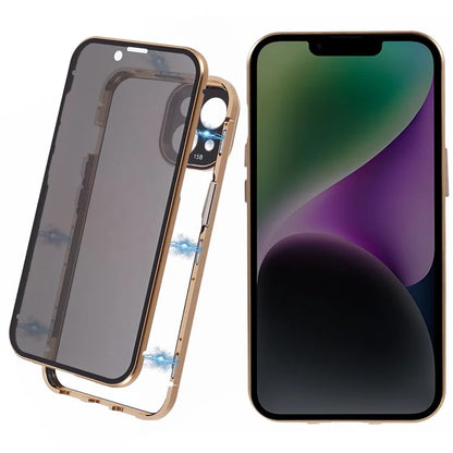 Anti-Peeping Case For iPhone 14 Magnetic Adsorption Frame+Tempered Glass Phone Cover