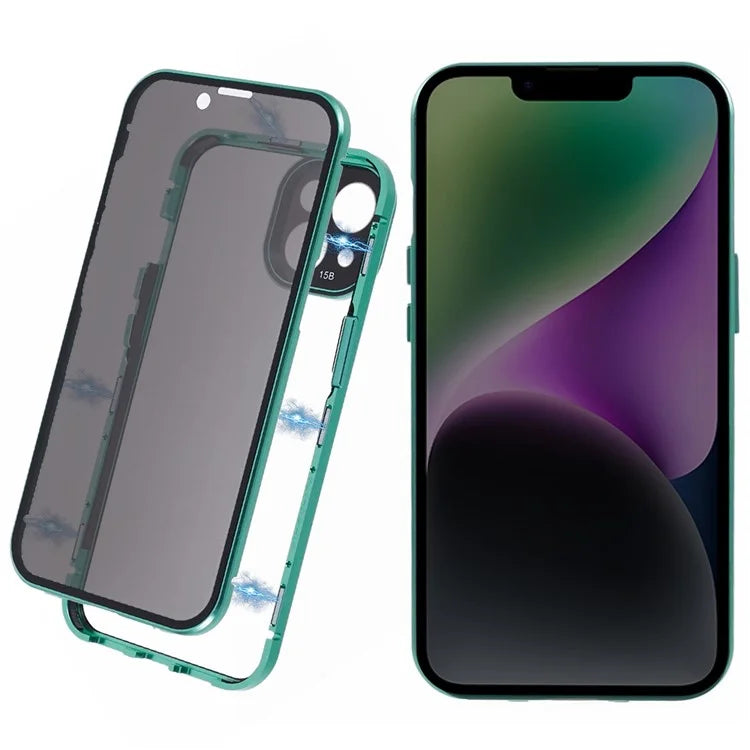 Anti-Peeping Case For iPhone 14 Magnetic Adsorption Frame+Tempered Glass Phone Cover