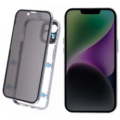 Anti-Peeping Case For iPhone 14 Magnetic Adsorption Frame+Tempered Glass Phone Cover
