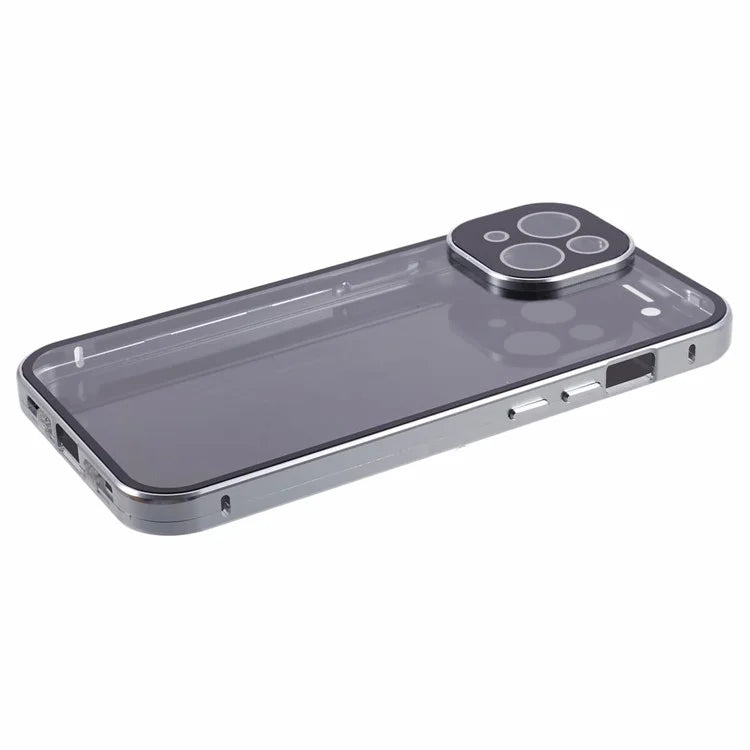 For iPhone 14 Plus Magnetic Privacy Case Tempered Glass Double-sided Phone Cover