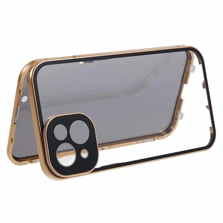 For iPhone 14 Plus Magnetic Privacy Case Tempered Glass Double-sided Phone Cover