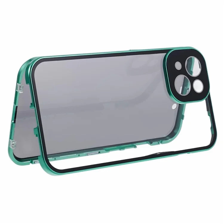 For iPhone 14 Plus Magnetic Privacy Case Tempered Glass Double-sided Phone Cover