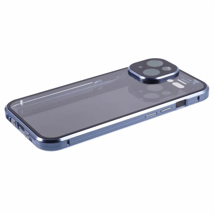 For iPhone 14 Plus Magnetic Privacy Case Tempered Glass Double-sided Phone Cover