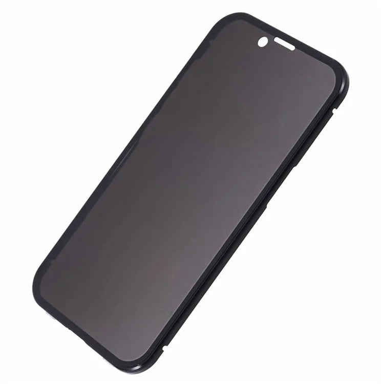 For iPhone 15 Magnetic Adsorption Case Metal Bumper Tempered Glass Privacy Cover