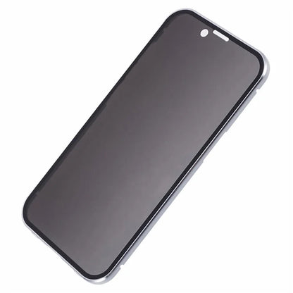 For iPhone 15 Magnetic Adsorption Case Metal Bumper Tempered Glass Privacy Cover