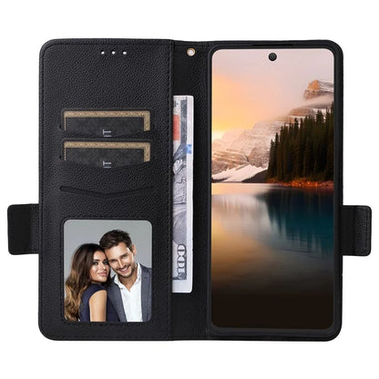 For TCL 40 NxtPaper Case Shockproof Litchi Texture PU Leather Wallet Phone Cover with Strap