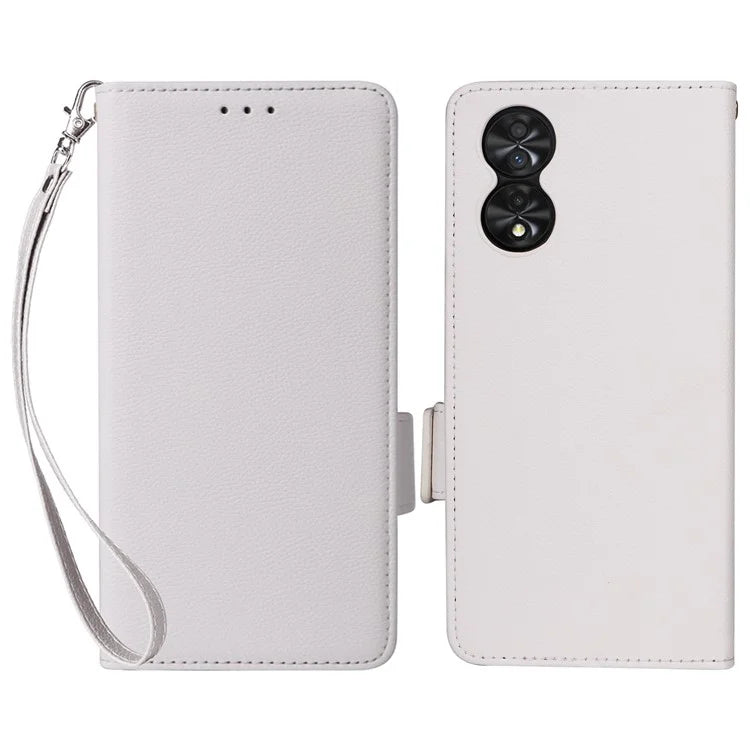 For TCL 40 NxtPaper Case Shockproof Litchi Texture PU Leather Wallet Phone Cover with Strap