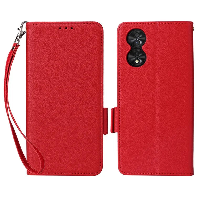 For TCL 40 NxtPaper Case Shockproof Litchi Texture PU Leather Wallet Phone Cover with Strap