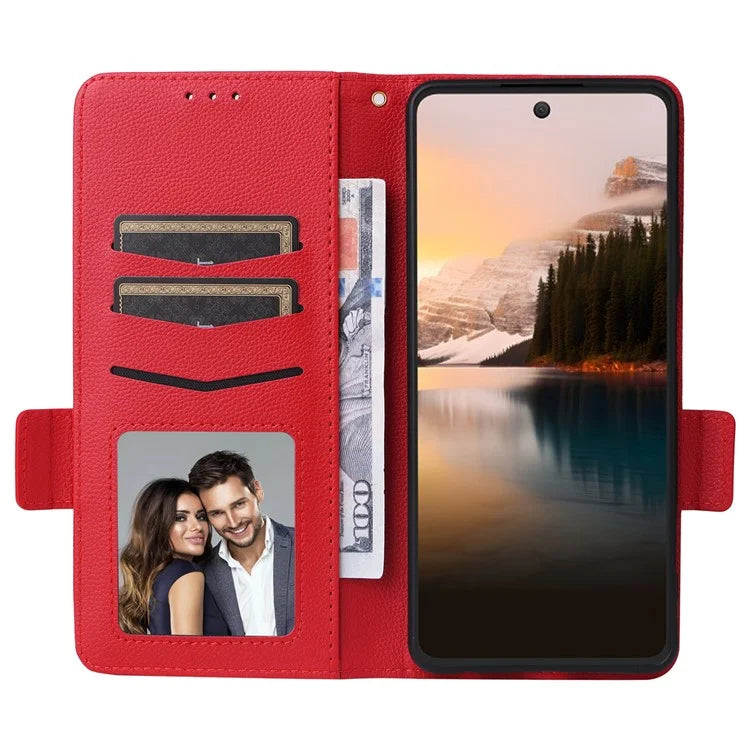 For TCL 40 NxtPaper Case Shockproof Litchi Texture PU Leather Wallet Phone Cover with Strap