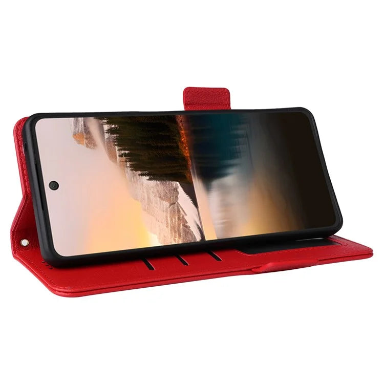 For TCL 40 NxtPaper Case Shockproof Litchi Texture PU Leather Wallet Phone Cover with Strap