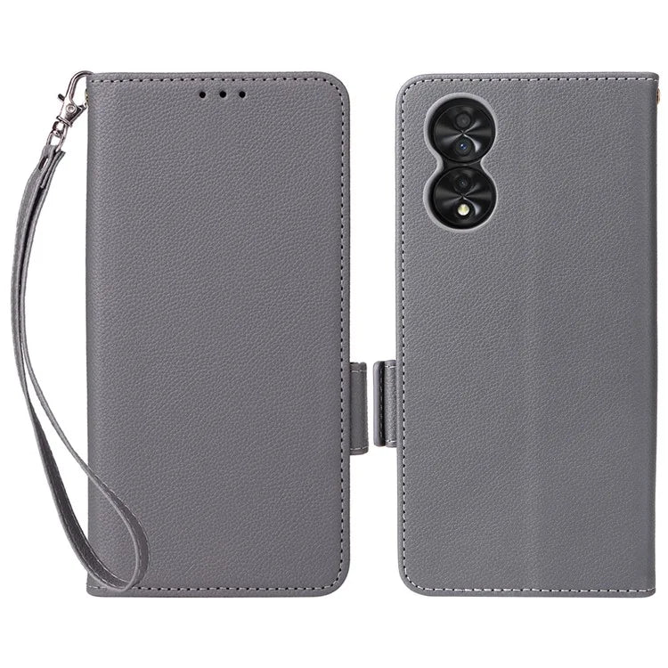 For TCL 40 NxtPaper Case Shockproof Litchi Texture PU Leather Wallet Phone Cover with Strap