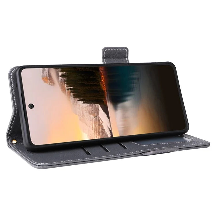 For TCL 40 NxtPaper Case Shockproof Litchi Texture PU Leather Wallet Phone Cover with Strap
