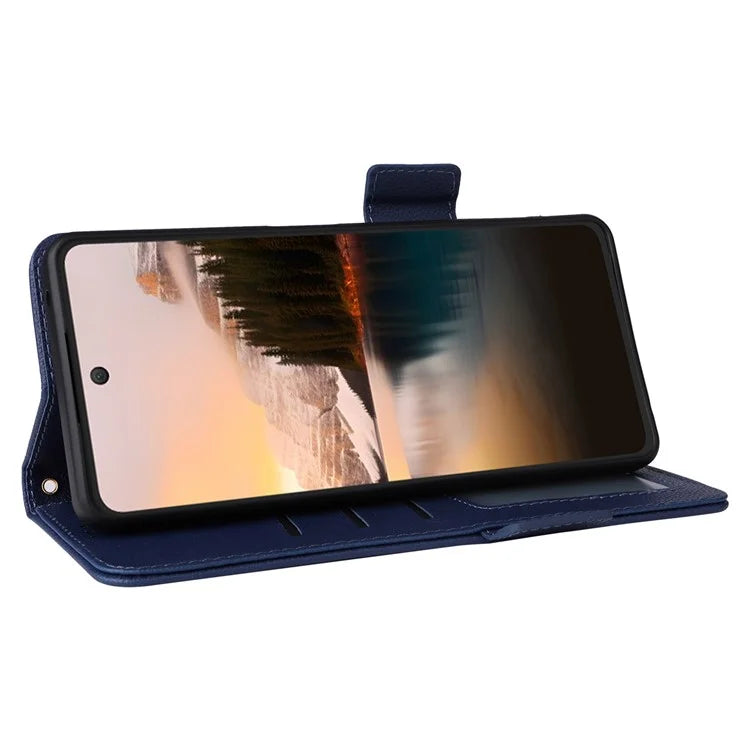 For TCL 40 NxtPaper Case Shockproof Litchi Texture PU Leather Wallet Phone Cover with Strap