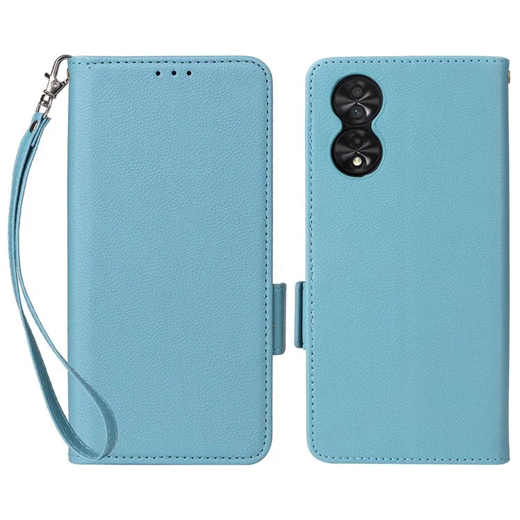 For TCL 40 NxtPaper Case Shockproof Litchi Texture PU Leather Wallet Phone Cover with Strap