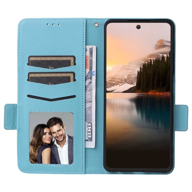 For TCL 40 NxtPaper Case Shockproof Litchi Texture PU Leather Wallet Phone Cover with Strap
