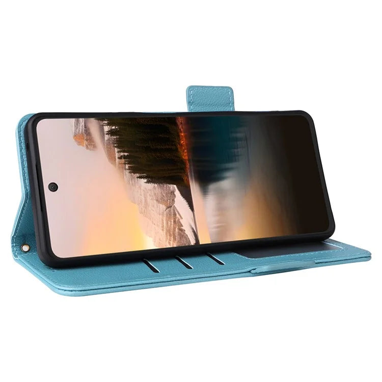 For TCL 40 NxtPaper Case Shockproof Litchi Texture PU Leather Wallet Phone Cover with Strap