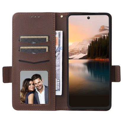 For TCL 40 NxtPaper Case Shockproof Litchi Texture PU Leather Wallet Phone Cover with Strap