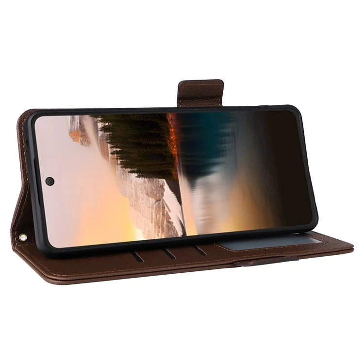 For TCL 40 NxtPaper Case Shockproof Litchi Texture PU Leather Wallet Phone Cover with Strap