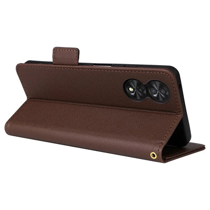 For TCL 40 NxtPaper Case Shockproof Litchi Texture PU Leather Wallet Phone Cover with Strap