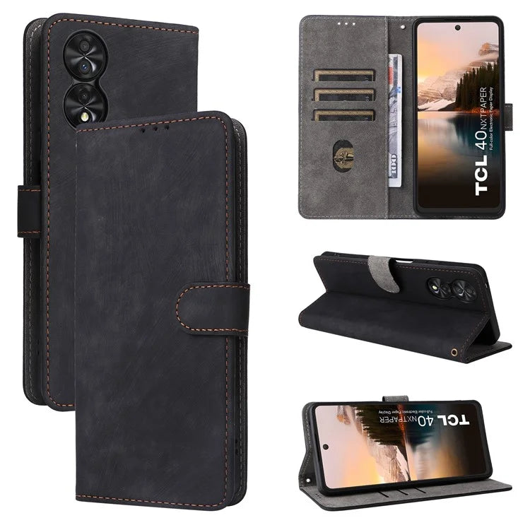 For TCL 40 NxtPaper Stand Folio Phone Case with RFID Blocking 3 Card Slot