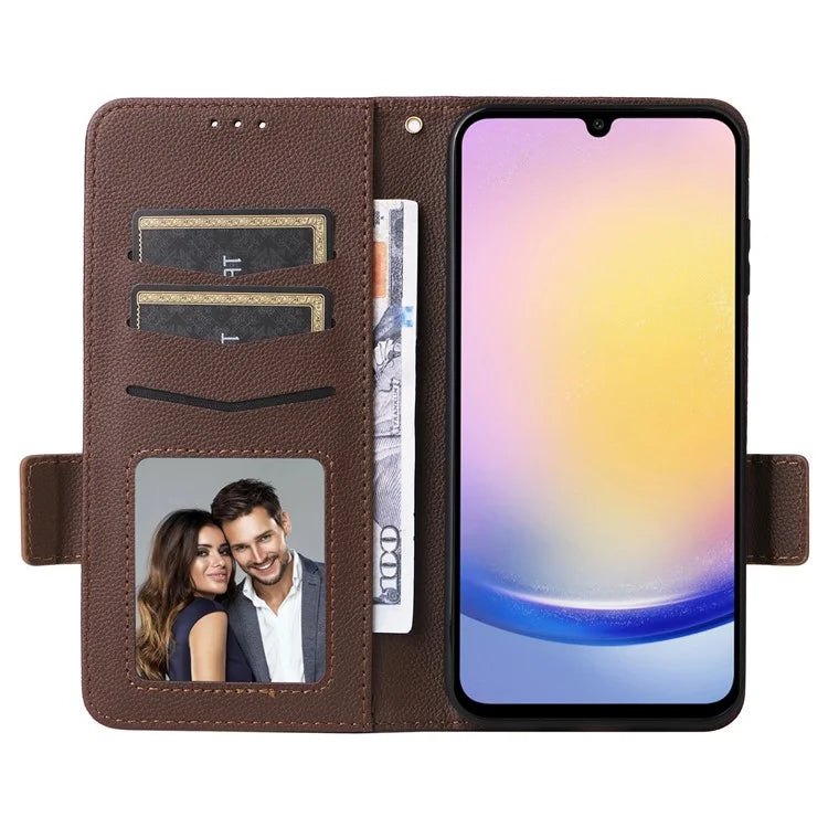 For Samsung Galaxy A25 5G (Global) (161.0 x 76.5 x 8.3mm) Magnetic Phone Case Shockproof Litchi Texture PU Leather Flip Cover