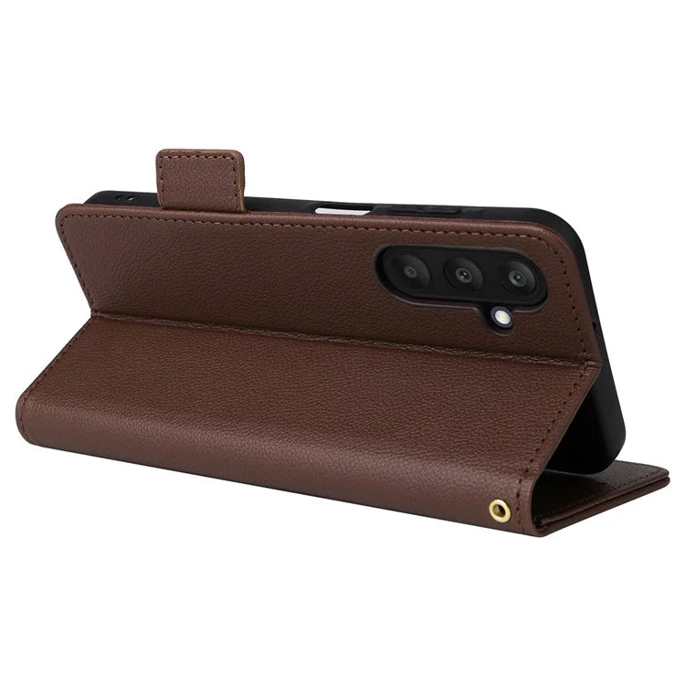 For Samsung Galaxy A25 5G (Global) (161.0 x 76.5 x 8.3mm) Magnetic Phone Case Shockproof Litchi Texture PU Leather Flip Cover