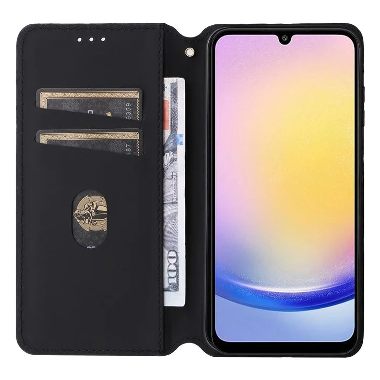 For 	Samsung Galaxy A25 5G (Global) (161.0 x 76.5 x 8.3mm) Magnetic Phone Case PU Leather Wallet Card Slots Phone Cover
